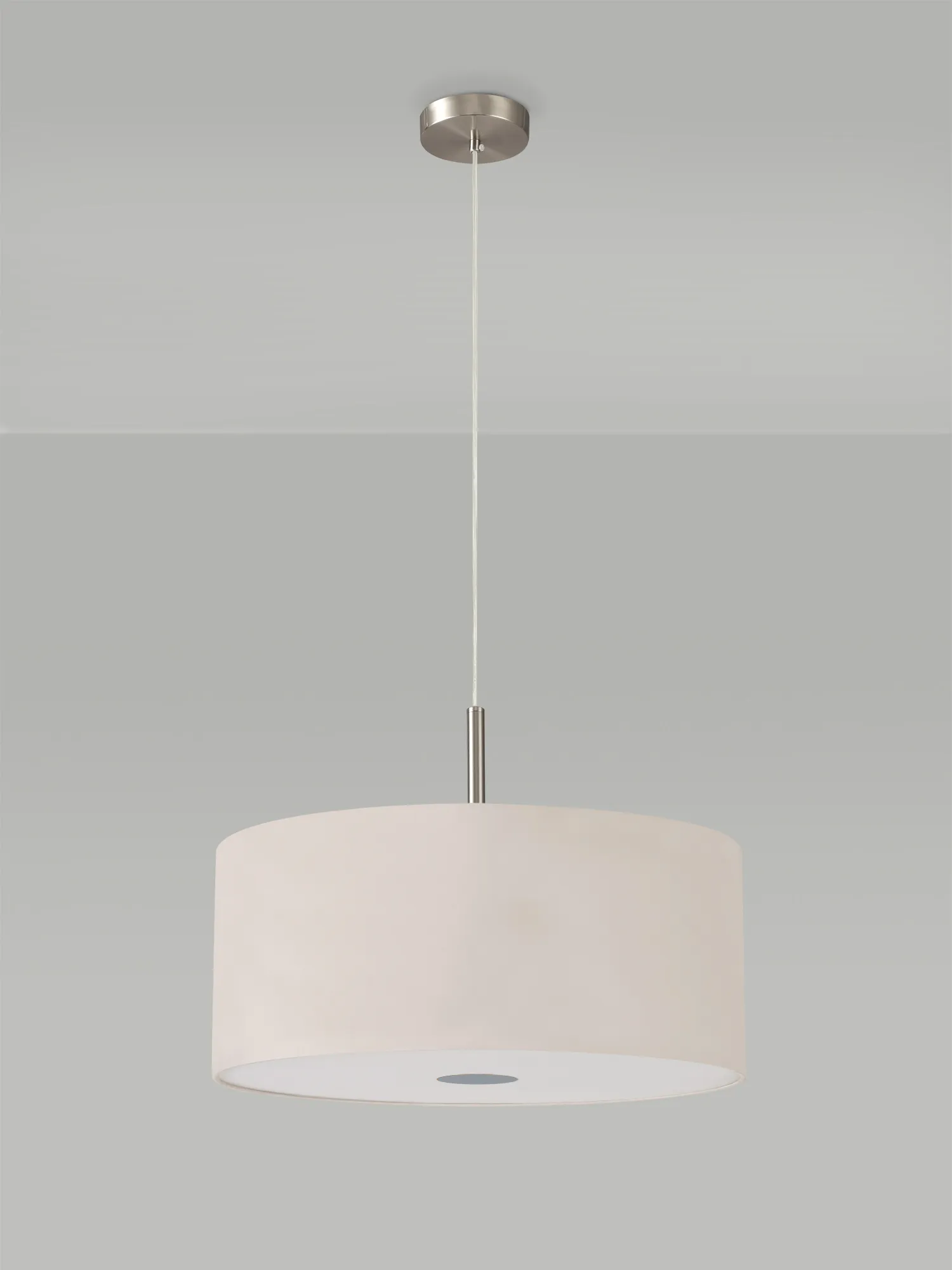 Baymont 50cm 3 Light Pendant Satin Nickel, Nude Beige/Moonlight, Frosted Diffuser DK0448  Deco Baymont SN NU